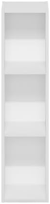Furinno Fulda Book Shelf, 3-Tier Narrow Bookshelf, Bookcase with 8-in Width Storage Shelf, 9.3 x 7.9 x 31.5, for Living Room, Bedroom, Home Office, White