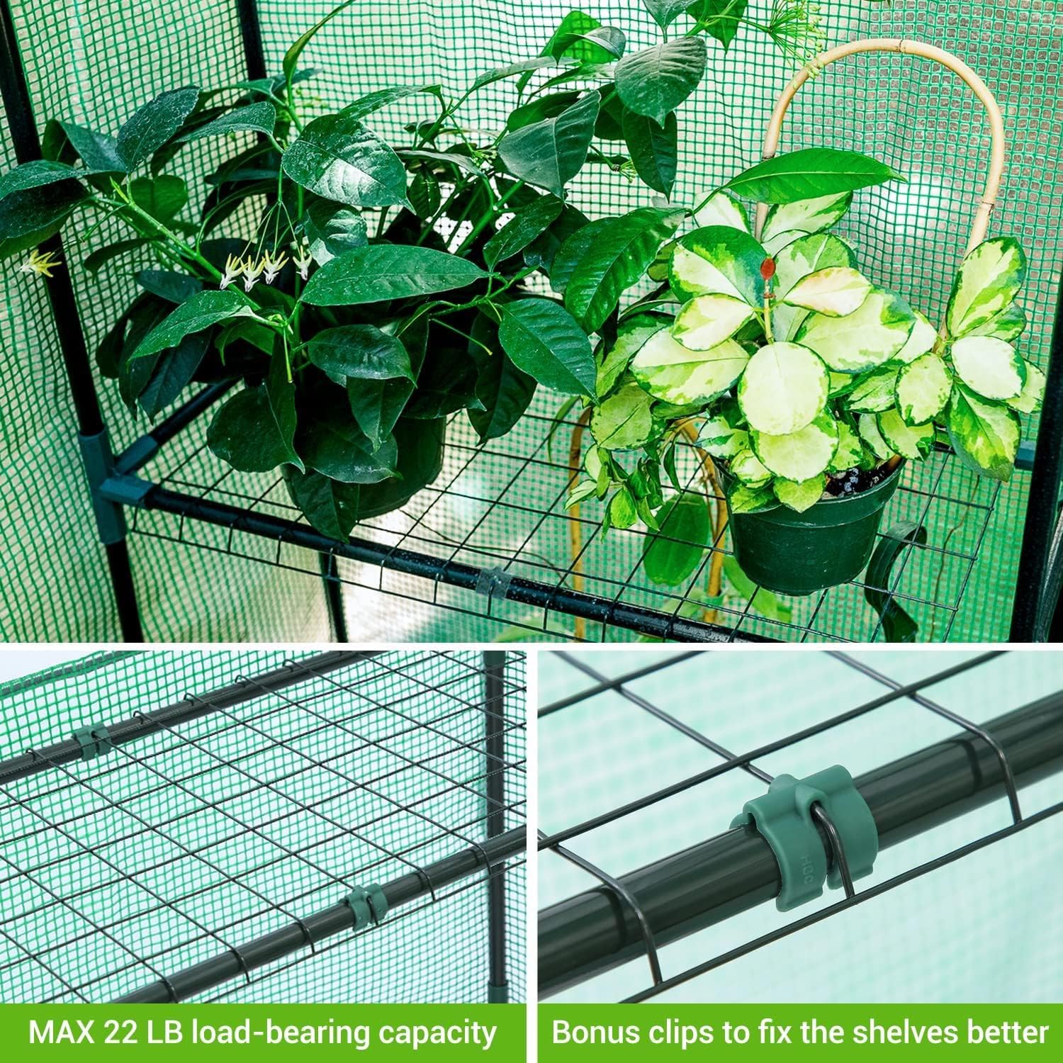 Walk-In Greenhouse for Outdoors, 57" x 57" x 76.8" Heavy Duty Plant Greenhouse with 12 Shelves, UV-Resistant PE Cover, Screen Windows, Portable Backyard Green House for Patio Garden