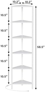 TUTOTAK 6-Tier Corner Bookshelf with LED Light, Corner Shelf