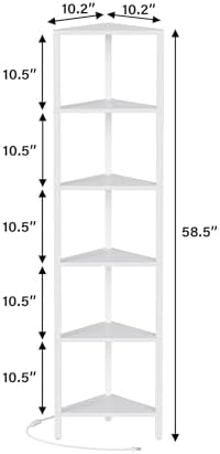 TUTOTAK 6-Tier Corner Bookshelf with LED Light, Corner Shelf