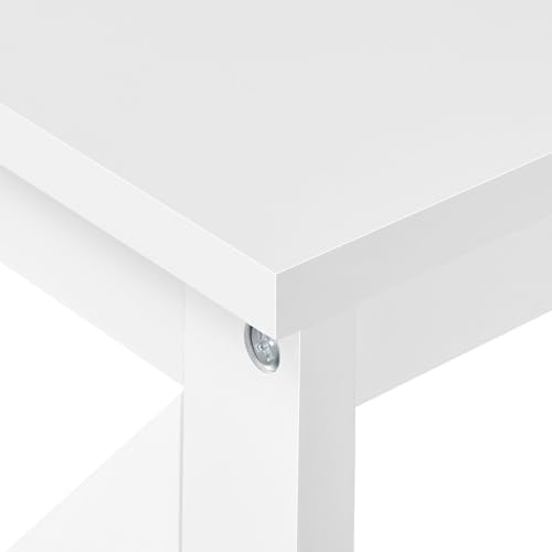 Yaheetech 42"L White Console Table 3-Tier Narrow X-Frame Open Storage Shelf | Sofa Table for Entryway, Hallway and Living Room, Slim 14" Depth, Powder-Coated MDF, 88 lb Top Load, Easy Assembly