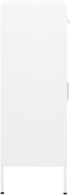 White Steel Cabinet 31.5x13.8x40 in, 2-Door Pantry w/ 2 Drawers, Adjustable Shelf, 220 lb Load for Bath/Kitchen/Garage