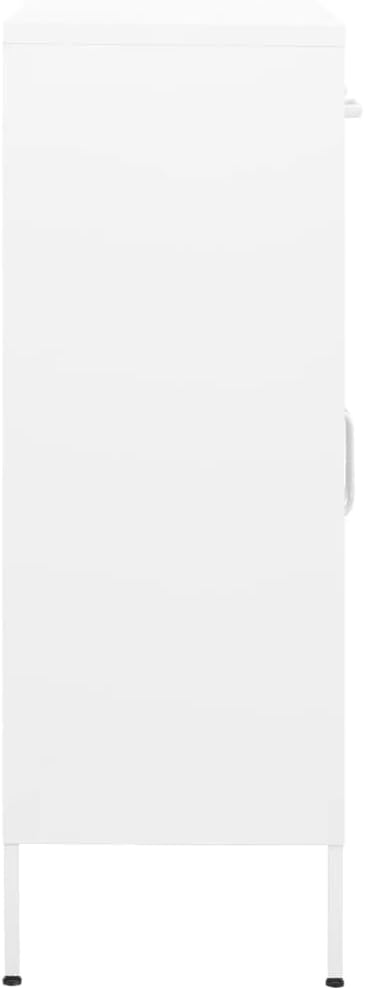 White Steel Cabinet 31.5x13.8x40 in, 2-Door Pantry w/ 2 Drawers, Adjustable Shelf, 220 lb Load for Bath/Kitchen/Garage