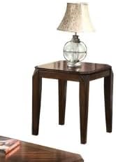 Polay 3-Piece Coffee and End Table Set with Parquet Design | Rich walnut finish, parquet pattern tops, sturdy wooden aprons (79mm thick), tapered legs, perfect for living rooms.