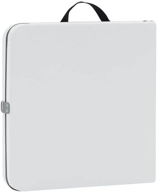 White 40" L x 20" W Plastic Adjustable Height Fold-in-Half Folding Table