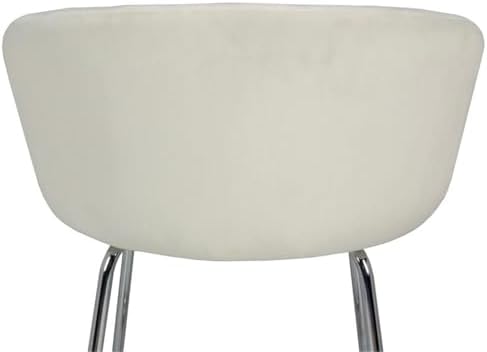 Hillsdale, Marisol Round Metal and Upholstered Vanity Stool with Scoop Back for Makeup Room or Bathroom, Off-White