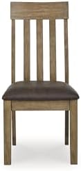 Signature Design by Ashley Vallister Dining Chairs Set of 2, Light Brown | Solid wood frame, Combination of leather and faux leather, Rustic dining room chairs, Slat back design, 250 lb capacity