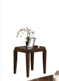 Polay 3-Piece Coffee and End Table Set with Parquet Design | Rich walnut finish, parquet pattern tops, sturdy wooden aprons (79mm thick), tapered legs, perfect for living rooms.