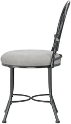 Hillsdale O'Malley Vanity Stool with Spiral Pattern Design, Metallic Gray Fabric
