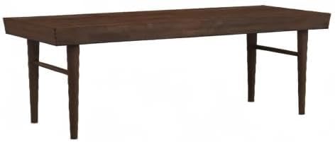 Pemberly Row 47" Mid Century Modern Rectangle Felicity Brown Teak Wood Bench Seat for Living Room, Dining Room, Bedroom, Entrance, Hallway, in Walnut Finish