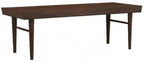 Pemberly Row 47" Mid Century Modern Rectangle Felicity Brown Teak Wood Bench Seat for Living Room, Dining Room, Bedroom, Entrance, Hallway, in Walnut Finish