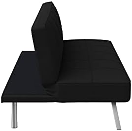 Serta® Rane Futon Sofa Bed 66.1", 3-in-1 Convertible Couch Sleeper for Small Spaces, Tufted Back, Twin Size Guest Bed, Black Woven Fabric