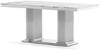 HomVent 68'' Silver Faux Marble Dining Table Set with 6 Grey Velvet Chair | Modern Rectangle Kitchen Table Set of 6 with Faux Marble Table Top & Stainless Steel Base Dining Set for Kitchen Dining Room