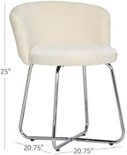Hillsdale, Marisol Round Metal and Upholstered Vanity Stool with Scoop Back for Makeup Room or Bathroom, Off-White
