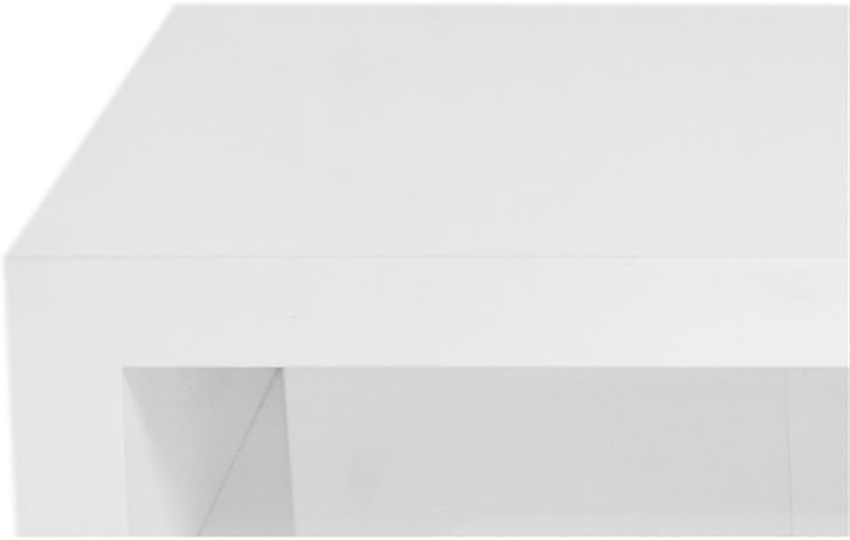 Pemberly Row 2-Piece Coffee Table Set, Wood and Glass Frames, White Lacquer Finish, Modern Nesting 2-Tier Design, Tempered Glass Top, Living Room Centerpiece for Contemporary Décor