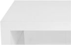 Pemberly Row 2-Piece Coffee Table Set, Wood and Glass Frames, White Lacquer Finish, Modern Nesting 2-Tier Design, Tempered Glass Top, Living Room Centerpiece for Contemporary Décor