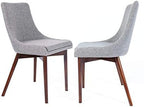 CangLong Upholstered Fabric Chairs and Solid Wood Legs for Kitchen Dining Bedroom Living Room, Set of 2, Grey