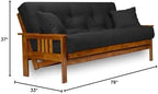 Stanford Futon Set - Full Size, Frame, 8" Mattress, Twill Black Cover