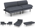 Ribilake 2 Sets 70" Futon Sofa Bed, 4 in 1 Multi-Function Couch Sleeper with Adjustable Backrest, Modern Convertible Futon, Recliner Small Loveseat for Living Room, Grey