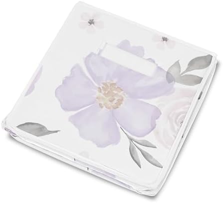 Sweet Jojo Designs Purple Watercolor Floral Girl Small Fabric Toy Bin Storage Box Chest For Baby Nursery or Kids Room - Lavender, Pink and Grey Shabby Chic Rose Flower