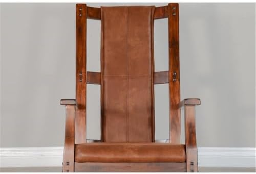 Pemberly Row Mahogany Rocking Chair with Cushioned Seat and Back, Studded Accents, Smooth Rocking Motion, Dark Chocolate