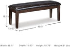 Signature Design by Ashley Haddigan 1-Piece Dining Bench, Faux Leather | Classic button tufted seat, Wood and engineered wood frame, 18.75 in seat height, 2-person capacity, Dark brown finish