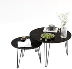 2 Piece Nesting Round Side Tables, Faux Marble Surface Nesting Coffee Table | Stackable Round Nesting Tables, Faux Marble Nesting Side Table Set, Metal Frame Coffee End Tables for Living Room Bedroom