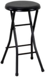 Folding Metal Stool, Black - Heavy-Duty, Compact & Portable, Stackable for Home, Garage & Workshop Use