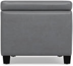 SIMPLIHOME Avalon 48" Wide Vegan Leather Storage Ottoman in Stone Grey | Contemporary lift-top ottoman with high-density foam; rectangle storage bench or coffee table for living room or entryway.