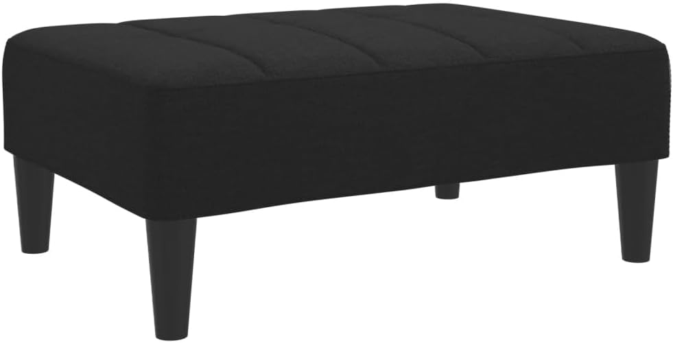 Modern Fabric Footstool Black, Cozy and Stable Footrest for Sofa or Recliner, Compact Size with Plywood Frame for Living Room