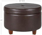 HomePop 24" Round Leatherette Storage Ottoman - Chocolate Brown