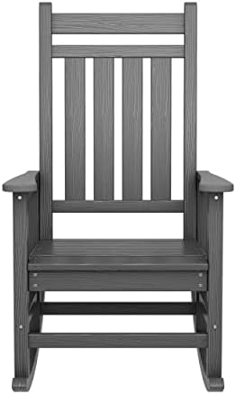 SERWALL Outdoor Rocking Chair Set of 2, HDPE Rocking Chairs for Adult, Grey | 21.1" Widened Seat adds Extra Comfort, Oversized Rocking Chair for Adults, All Weather Porch Rocker for Lawn Garden