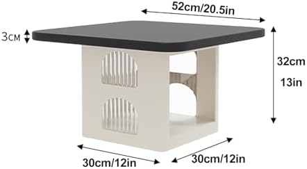 Black Floor Table with Storage - Heavy Duty Sofa Side Table, Low Accent End Table for Living Room & Balcony, Stylish & Functional Storage Solution