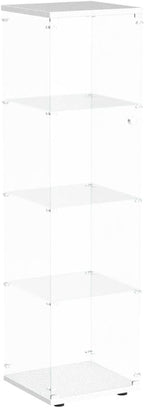 FANYUSHOW Tempered Glass Display Cabinet 4-Shelf Curio Cabinet with Security Lock 5mm Display Shelf Showcase for Living Room/Bedroom/Office- White 64.7" H x 16.7" L x 14.37" W
