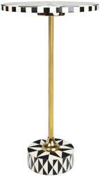 JONATHAN Y Calix 23.5" Round Compass Rose Pedestal Drink Table, Black | Modern Art Deco Style, Glossy Gold Metal Candlestick Leg, Ideal For Small Spaces, Living Room Or Bedroom, Spill-Proof Top