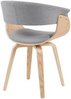 Armen Living Summer Mid-Century Upholstered Dining Chair in Grey and Patterned Oak Finish