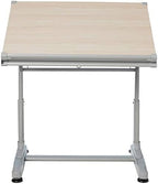 Stand Up Desk Store Adjustable Height and Angle Drafting Table Drawing Desk with Large Surface (Silver Frame/Birch Top, 40" W X 26" D)