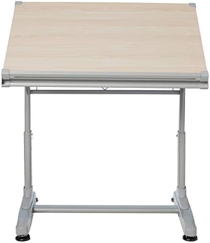 Stand Up Desk Store Adjustable Height and Angle Drafting Table Drawing Desk with Large Surface (Silver Frame/Birch Top, 40" W X 26" D)