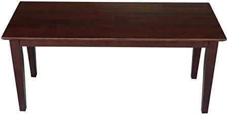 IC International Concepts, Shaker Styled Bench , 450lbs wt capacity, Solid Real Wood, Sturdy Parawood, Rich Mocha