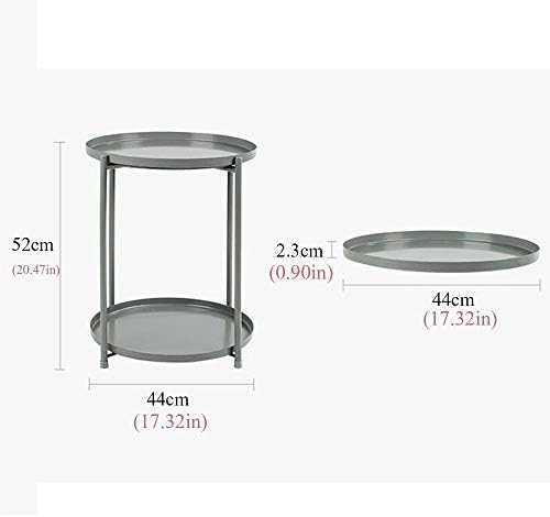 Telephone Table, Tray Metal End Table,Side Table Round Tray,Removable Tray Outdoor & Indoor Drink,Snack Coffee Table,Telephone Table,3 Colors,2 Layers (Color:White,Size:1