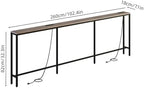 102.4" Behind Couch Table with 2 Fast Charging Stations, 7.1" Narrow Skinny Sofa Table with 4 Power Outlets, 4 USB-A, 2 USB-C for Console Entryway, Black Oak