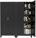 5-Tier Metal Pantry Cabinet, 71" Tall Storage Cabinet with Arched Doors & Adjustable Shelves, Steel Freestanding Utility Cupboard, Black