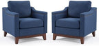 HAOMARKETS Vintage Upholstered Armchair Set of 2 with Nailhead Trim and Solid Wood Legs, Comfortable Accent Chair for Living Room & Bedroom, Blue