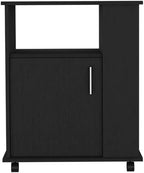 Lower Microwave Cabinet, Black - Compact Kitchen Storage with Open Shelves