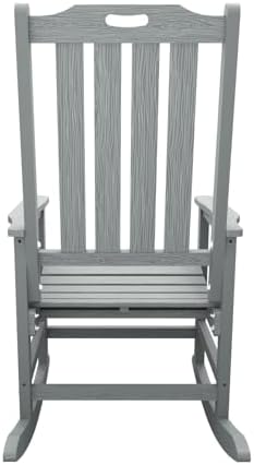 THOEOE Outdoor Rocking Chairs, Oversized Patio Rocking Chair | HDPE Outdoor Rockers for Front Porch, Patio, Backyard, Balcony and Garden. All-Weather High Back Design, Gray