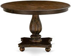 FE2-07-TP Ferris Dining Table - a Round Wooden Table Top with Pedestal Base, 48x48 Inch, Distressed Jacobean