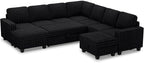 Belffin Oversized Sofa Bed Modular Sectional Sleeper Sofa with Pull Out Bed L Shaped Couch with Storage Chaise Black Couch