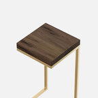 Urbandi C Shape Rustic Side Table for Living Room Couch Tray, Nightstand for Bedroom, End Table, Made in USA from Solid Pine Wood and Strong Metal Base, Comes Fully Assembled (Gold/Jacobean)