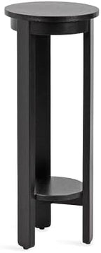 Kate and Laurel Foxford Modern Tiered Round Drink Table, 12 x 12 x 30, Black, Transitional Two-Tier Circle Plant Stand for Use as Living Room Pedestal Table or Small Bedroom Nightstand