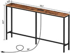 MAHANCRIS 55.1 Skinny Console Table with Power Outlets, 5.9" Slim Sofa Table Behind Couch, Long Entryway Tables, Narrow Sofa Hallway Table, Living Room CTHR145E01